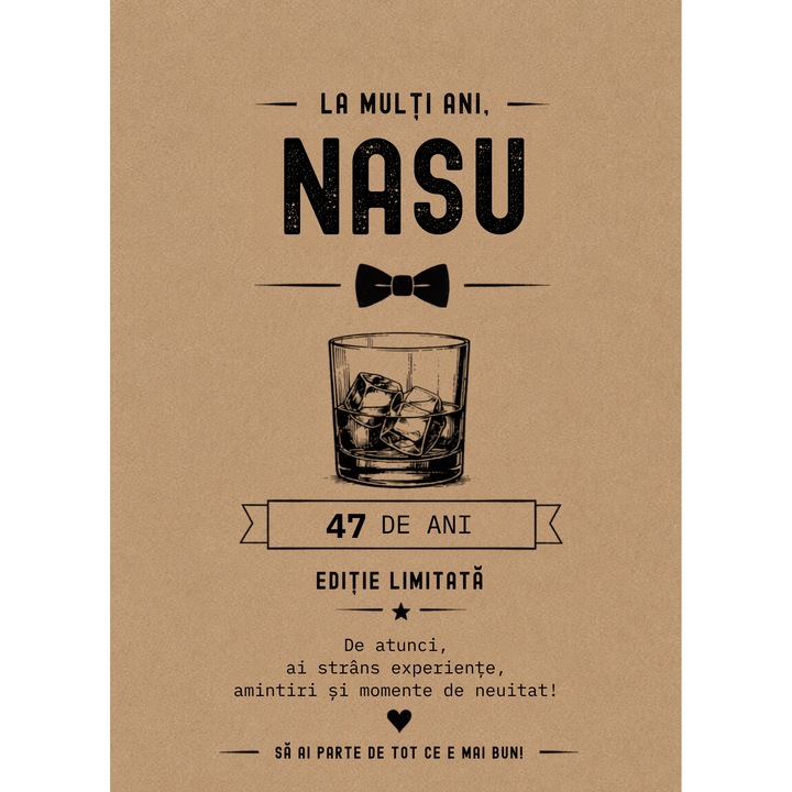 Felicitare aniversare/zi de nastere 47 ani pentru nasu, 13x18 cm, cu plic