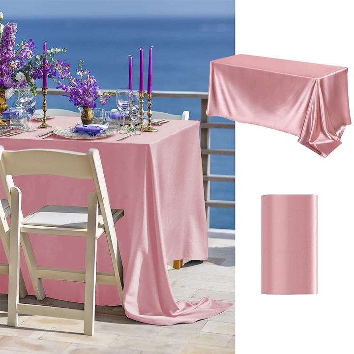 Fekete szatén asztalterítő 260x145cm elegáns poliészter
