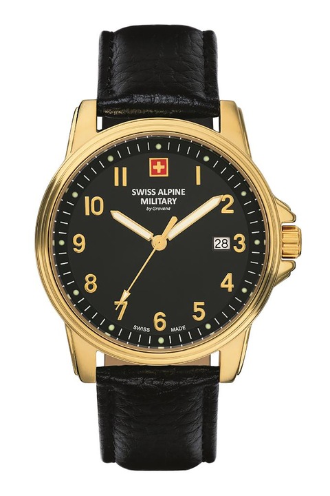 Swiss Alpine Military, Часовник с кожена каишка, Черен