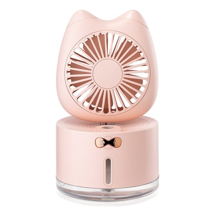 Macska asztali párásító 300ml LED rózsaszín USB újratölthető 19.2x11.3cm