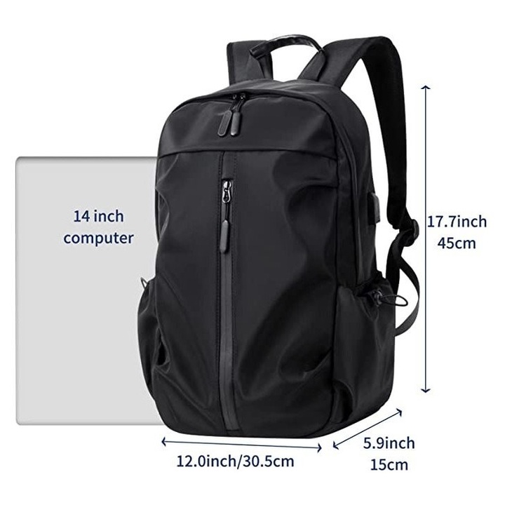 Rucsac laptop cu port USB albastru rezistent la apa 45x30x15cm
