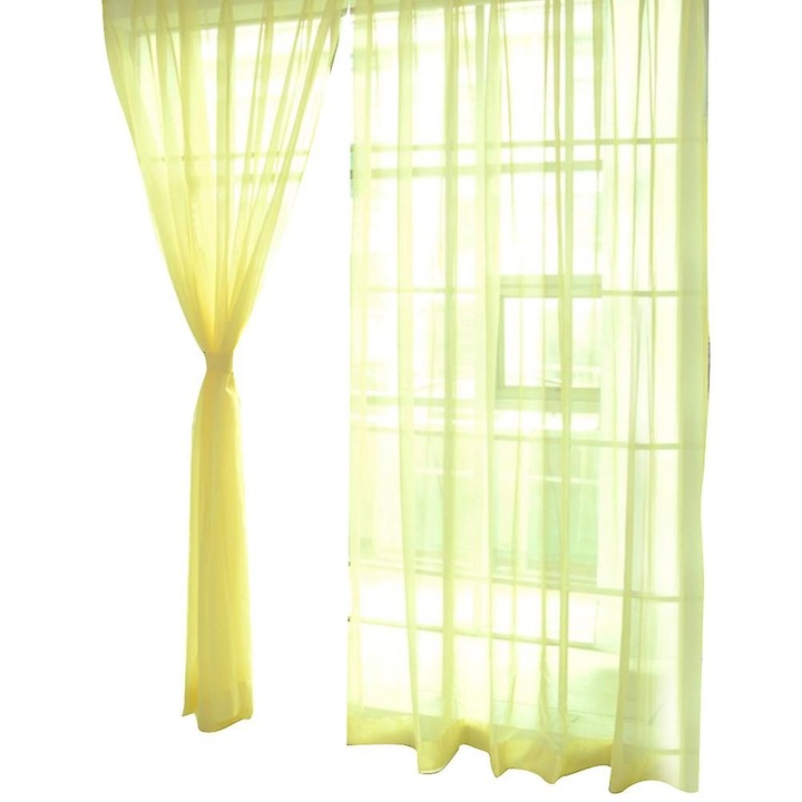 Áttetsző voile függöny szett, arany sárga, 200x100cm