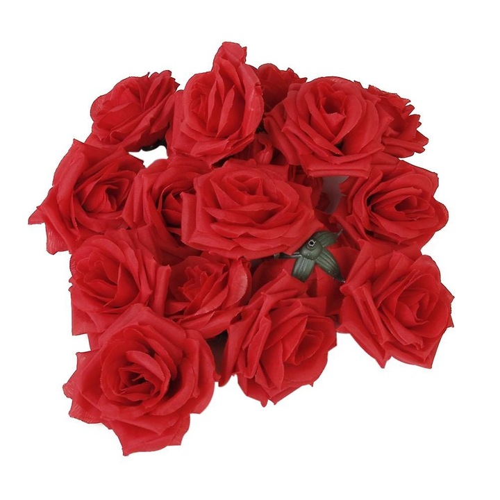 20 db műselyem vörös rózsafej készlet 8x5.5cm