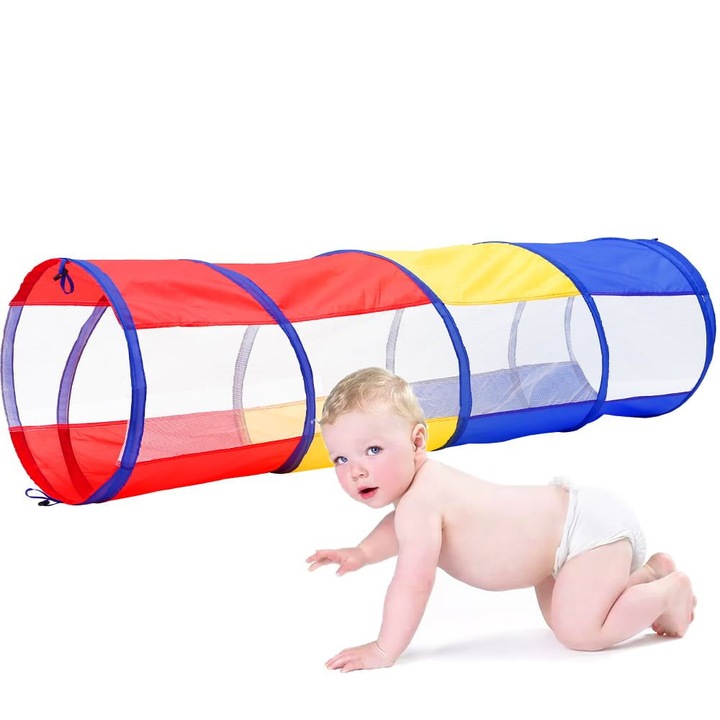 Tunel de joaca copii, 190T poliester, 46x180cm, multicolor