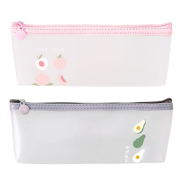Set 2 penare multifunctionale, TPU, roz si gri, 20x9x5cm, model fructe