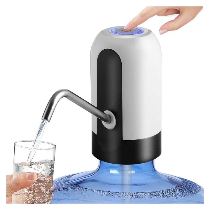 Hordozható vízadagoló, elektromos USB pumpa, univerzális, rozsdamentes acél, 10x5x20cm