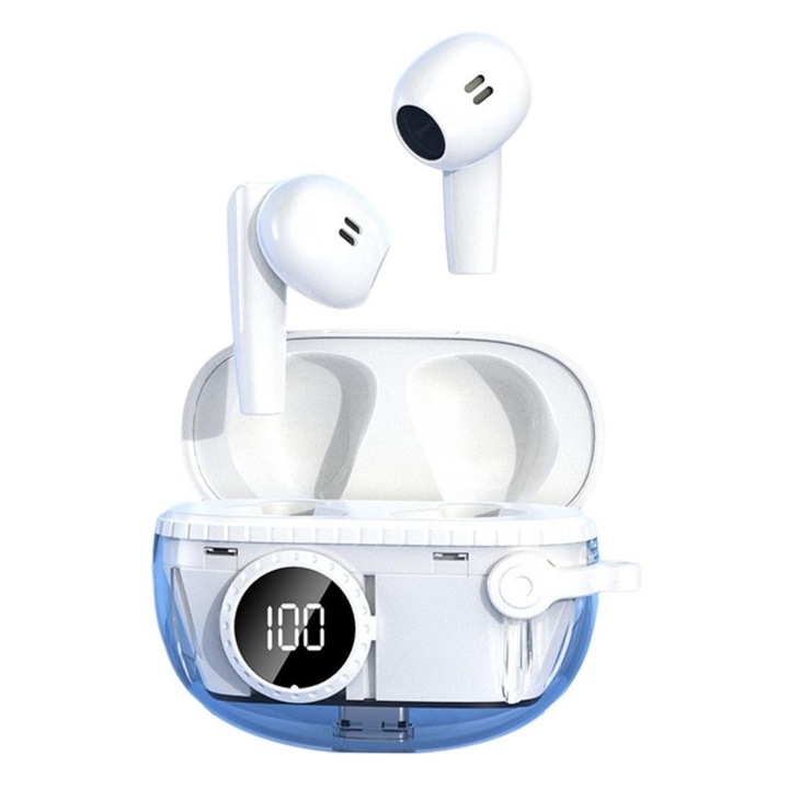 Vezeték nélküli in-ear fülhallgató, 5.3 Bluetooth, zajcsökkentés, fehér, 5.5x3.5x2.5cm, szett