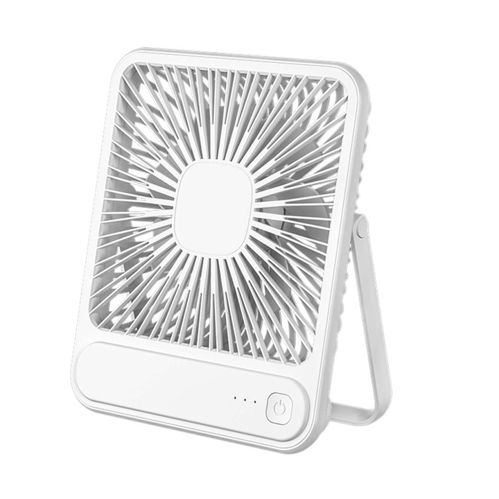 Hordozható asztali ventilátor, 3 sebességfokozat, fehér, 13.4x3.3x16.1cm