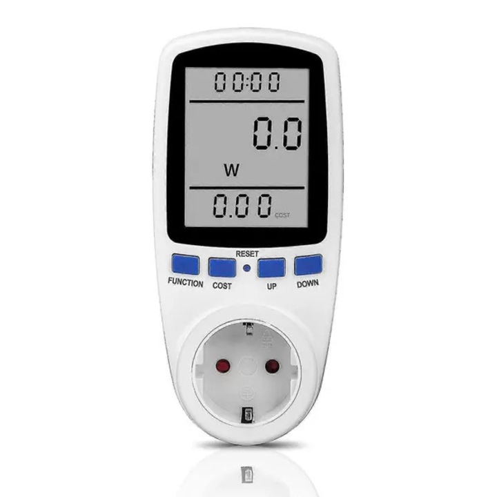 Energiafogyasztás mérő 230V 16A, digitális kijelző, 9.8x7.6x5.2cm