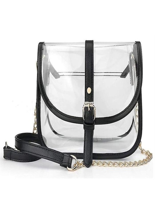 Átlátszó PVC crossbody táska 17.5x17.5x7cm állítható levehető pánttal