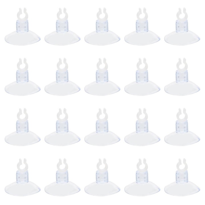 Set 40 cleme suport furtun acvariu, plastic, transparent, 3.2x3.2x2.7cm