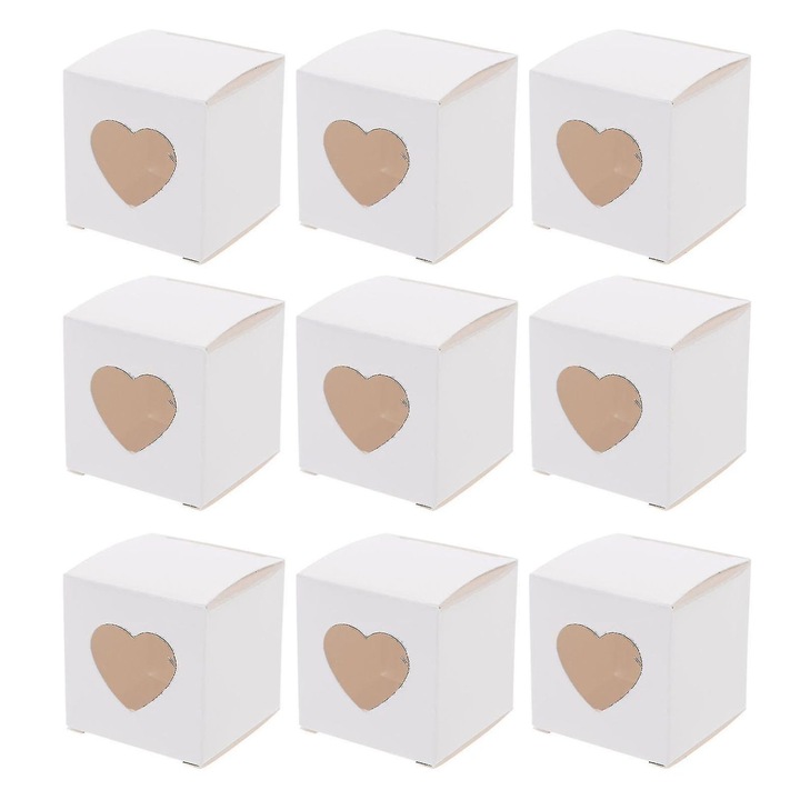 50 db papírdoboz készlet esküvői bonbonokhoz, fehér, 5x5x5cm