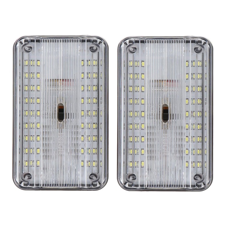 Комплект от 2 плафонни лампи за кола 12V бели 11x7x1.5cm