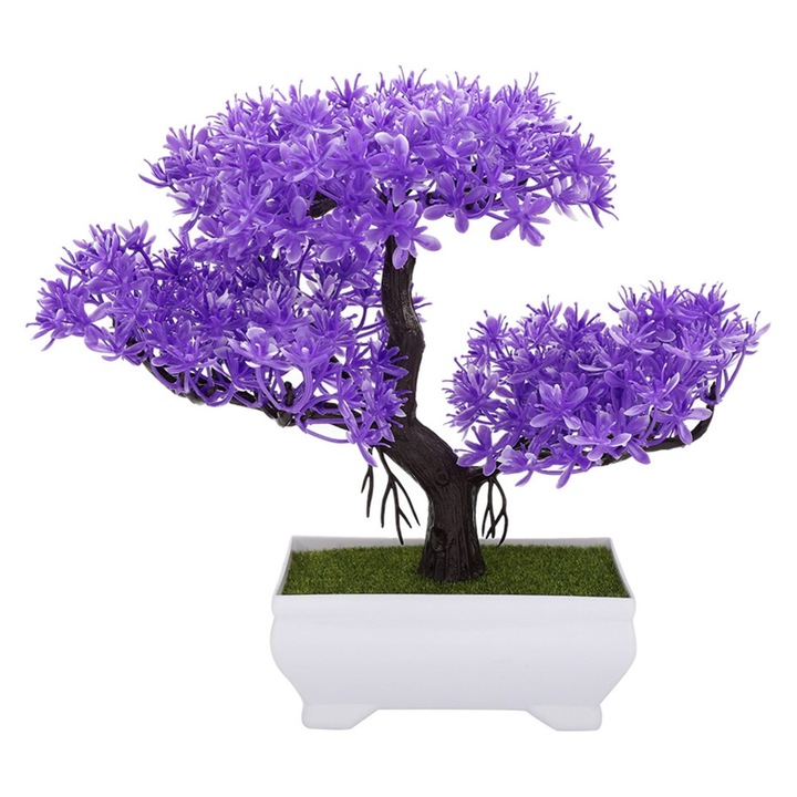 Műfenyő bonsai cserépben, zöld, 20x15cm