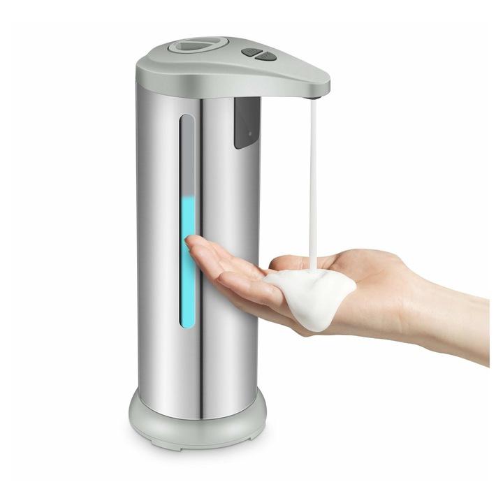 Automata szappanadagoló, 280ml kapacitás, ezüst, rozsdamentes acél, IPX4 vízálló