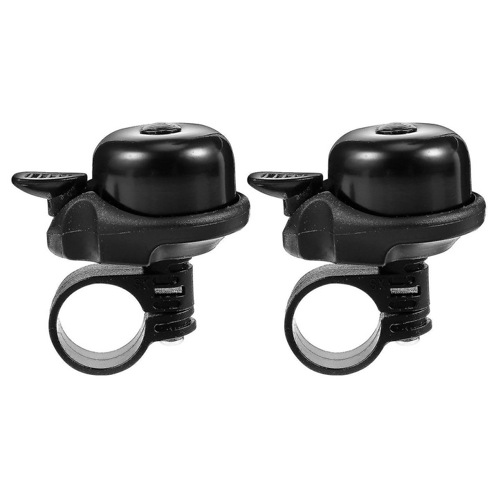 Set 2 sonerii bicicleta metalice, negru, 6.5x6x4cm
