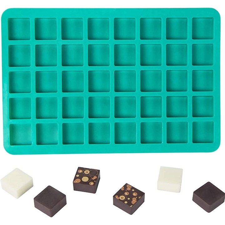 Forme prajituri silicon, 40 cavitati, patrat, rezistent temperatura, reutilizabil