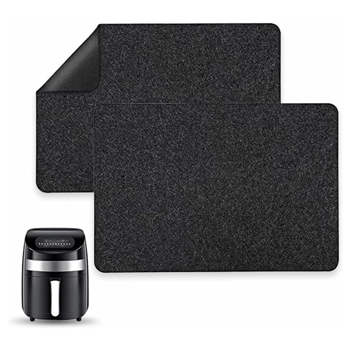 Set 2 covorase termoizolante antiderapante pentru blat bucatarie, 44x30cm, negru