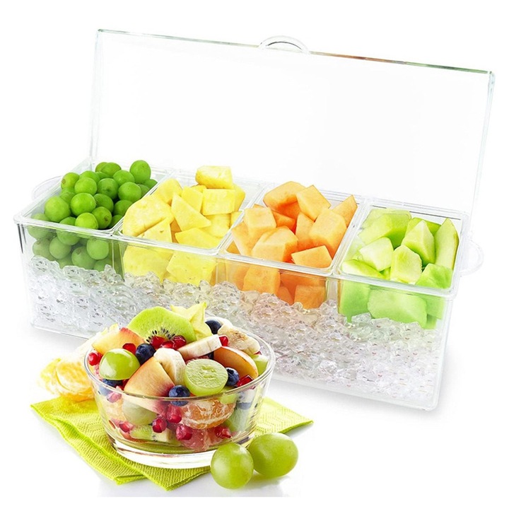 Átlátszó fűszertartó, 80oz, műanyag, téglalap alakú, 40.7x15.8x11cm