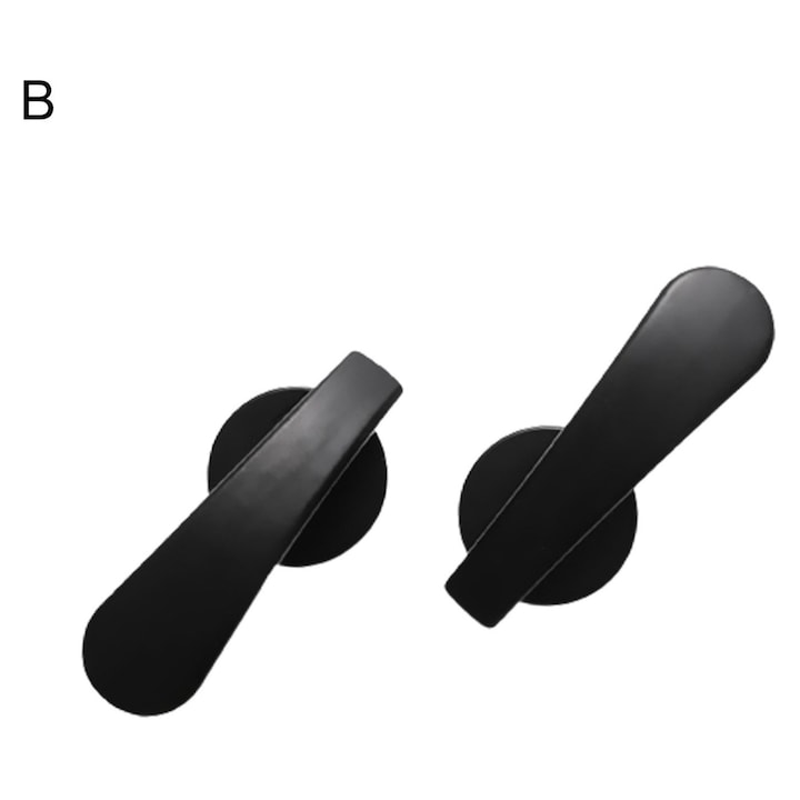Set 2 Suporturi Perdele Montate pe Perete, Aliaj, Negru, 7x2x4cm