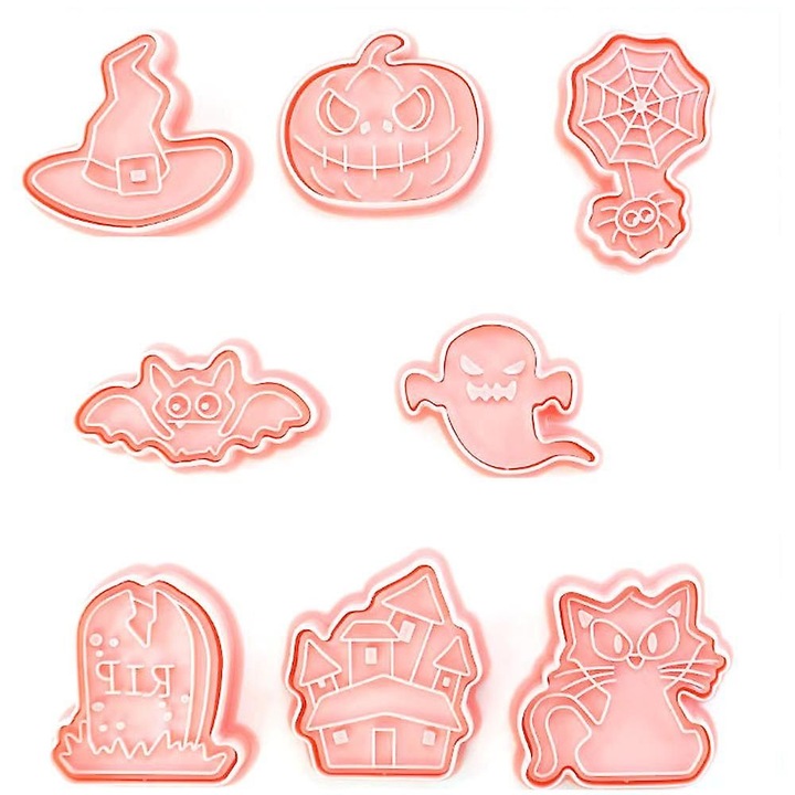 Set forme prajituri Halloween, plastic dur, multicolor, diverse dimensiuni