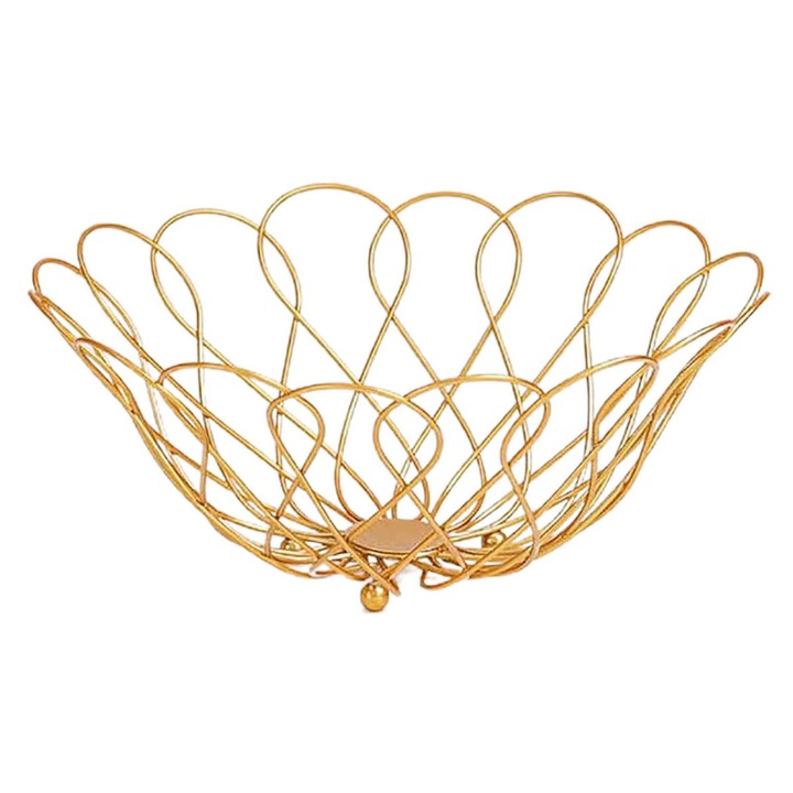 Cos de fructe metalic multifunctional, stil nordic, capacitate mare, negru, 28x28x9cm