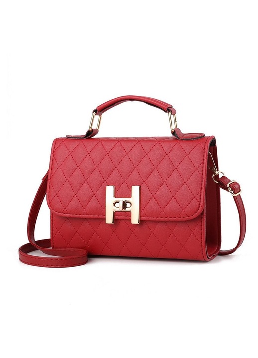 Női crossbody táska, steppelt modell, bordó, 25x20x8cm