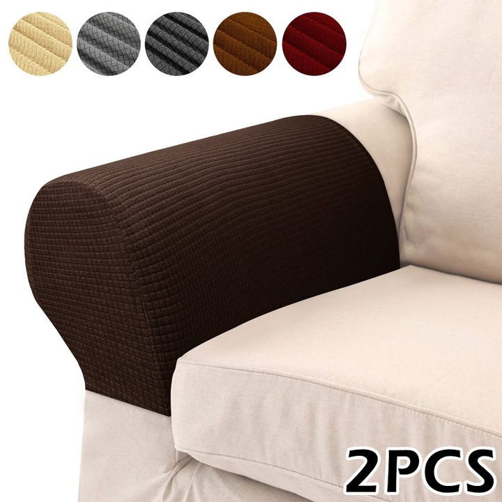 Kanapé karfa huzat, 2 db-os szett, spandex, vízálló, 55x15x15cm, fehér