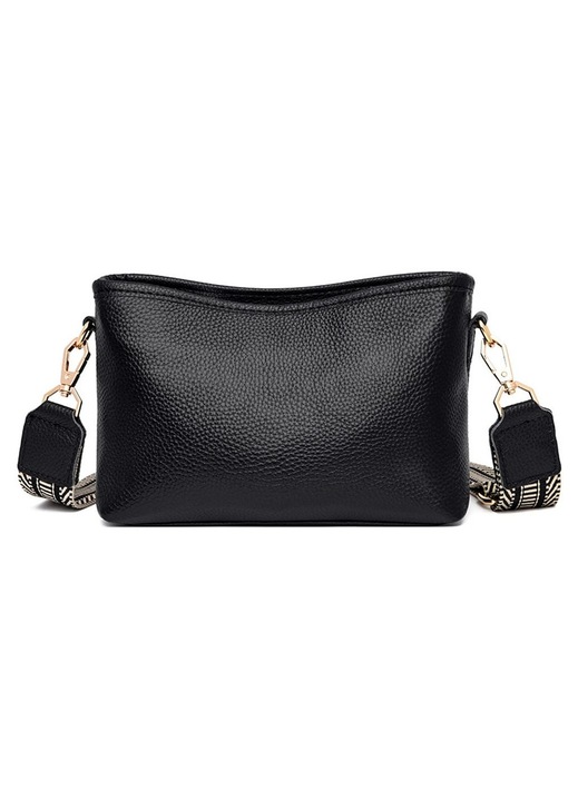 Női crossbody táska bőr, széles pánt, fekete kék szürke világosbarna, 20x14x8cm