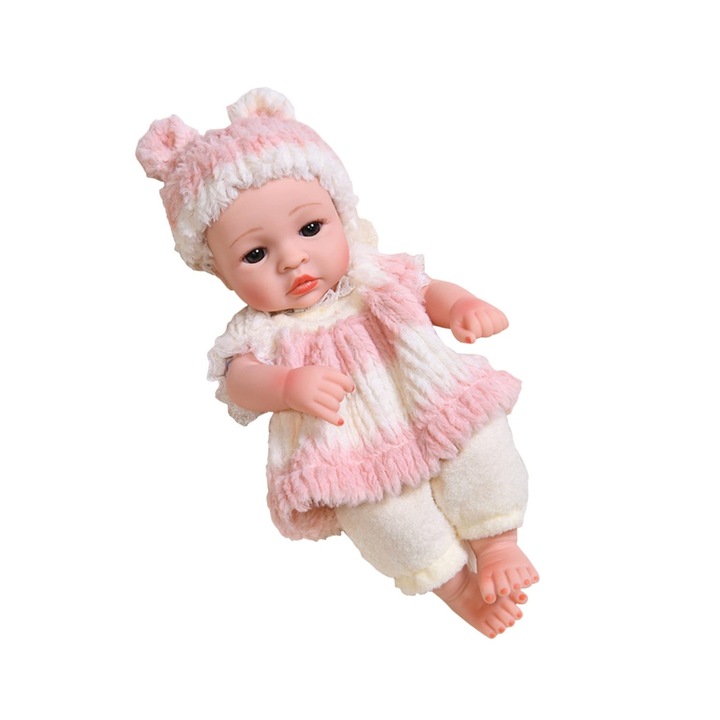 Reborn baba 30cm puha szilikon test, realisztikus ruhákkal 3+ éves gyermekeknek