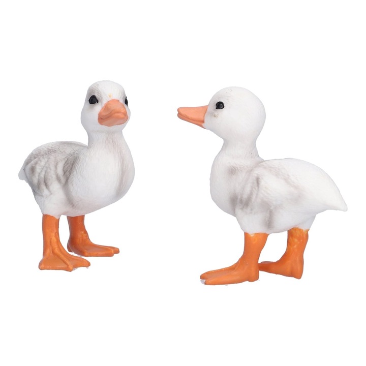 2 db fehér kacsa figura szett, PVC, 8.5x7.2cm és 8.5x7.5cm, beltéri és kültéri dekoráció
