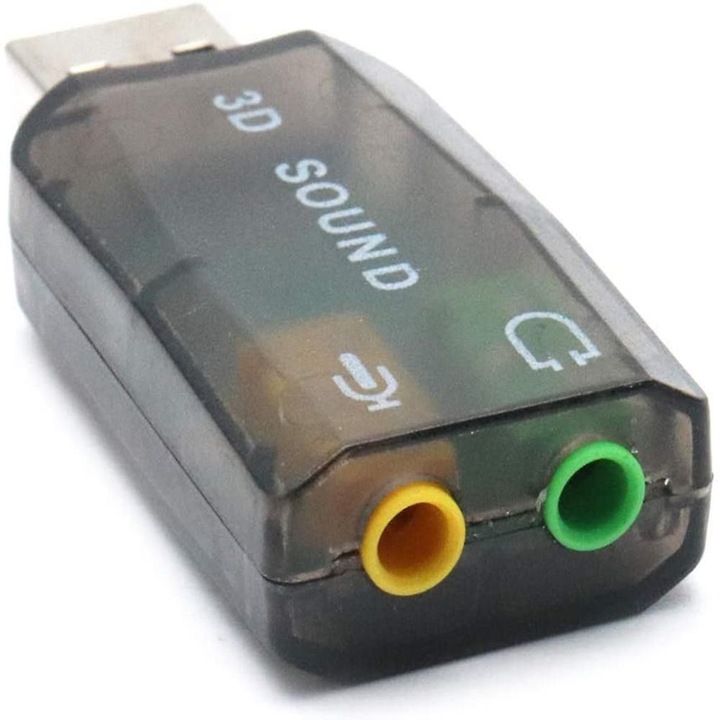 USB 5.1 csatornás külső hangkártya, 3 darabos, fekete