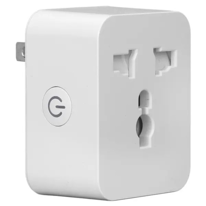 Intelligens konnektor 15A WiFi Bluetooth hangvezérlés időzítő fehér 57x44x33mm