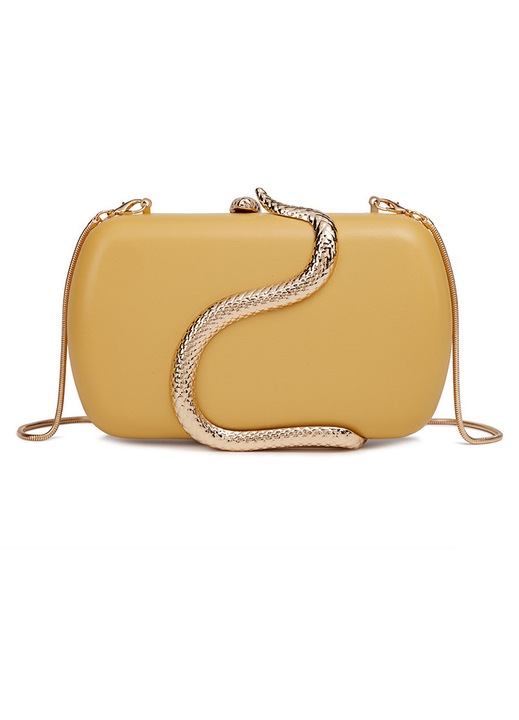 Mustársárga clutch táska kövekkel, 19x4.5x11 cm