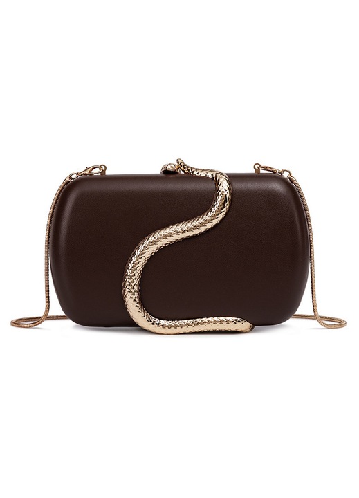 Kőberakásos clutch táska, barna, 19x4.5x11 cm