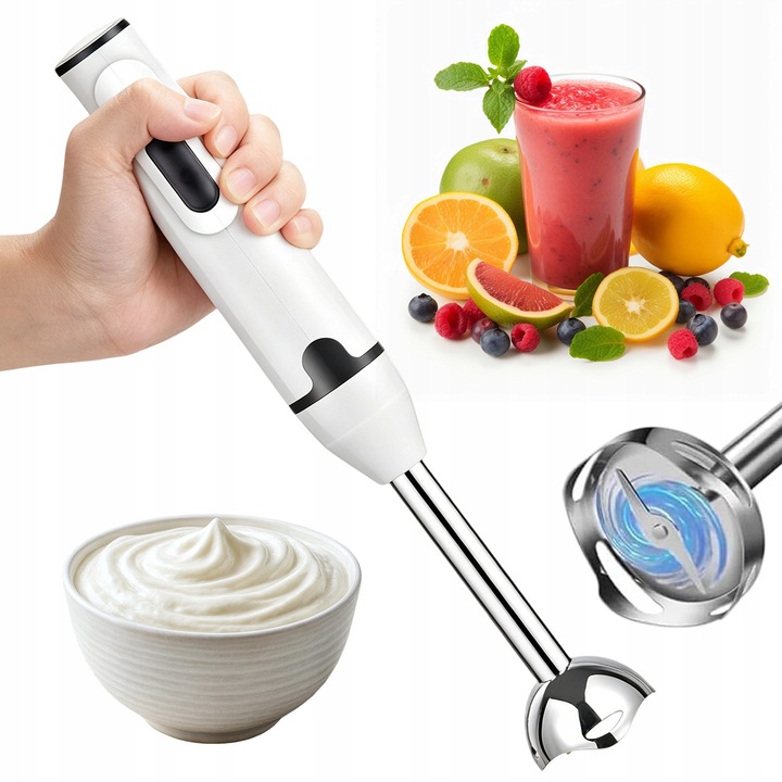 Kézi turmixgép 400W, fehér, 510g, inox