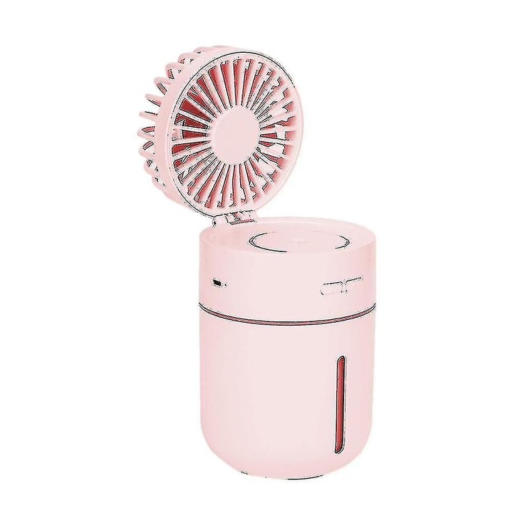 Ventilátor mini hordozható párásítóval, rózsaszín, 9.4x9x15.7cm