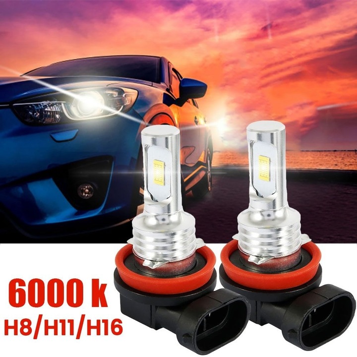 LED крушка за кола 6000K 7000LM 12V-24V комплект 2 бр. H16 H11 H9 H8