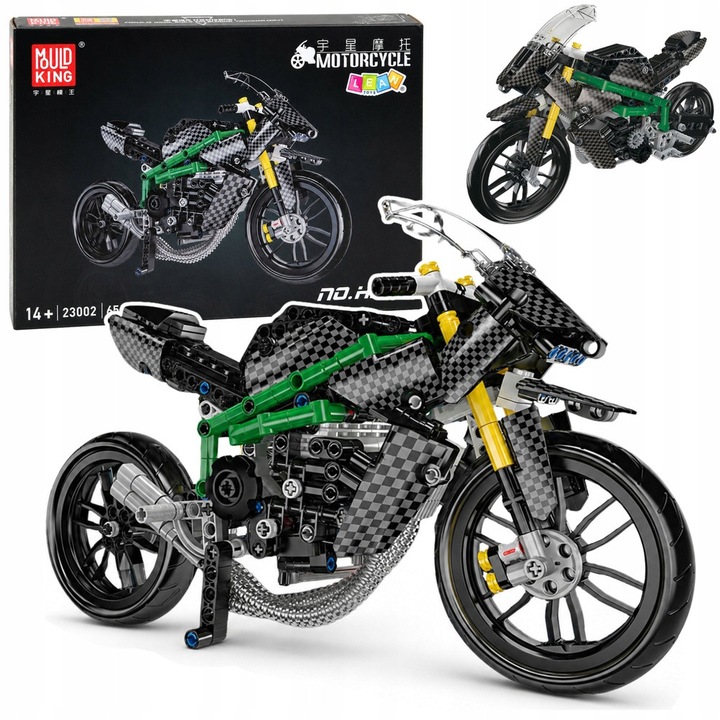 Set constructie motocicleta sport Lean Toys negru 656 piese 31.77x18.5x11.7cm