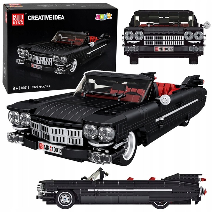 Set de constructie masina clasica cabrio Lean Toys Cadi-Elrado, 1324 piese, negru, 35 x 13,5 cm, KGCOKA9BU