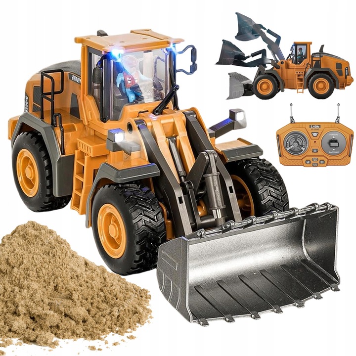 Buldozer jucarie cu LED si sunete, galben, 6 ani+