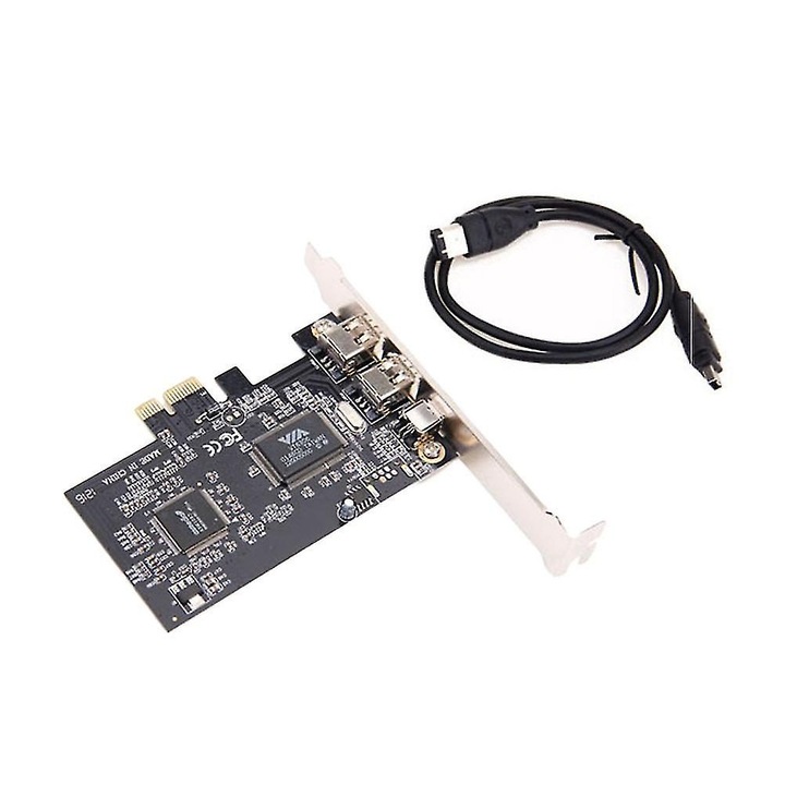 PCI-Express 1x bővítőkártya, 3 Firewire port, fekete, 9.5x12x2cm