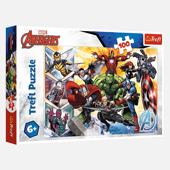 Детски пъзел „Avengers – Всички герои (100 части) – Trefl, Класически, 100 части, Хартия, 41.5x28 см, Многоцветен