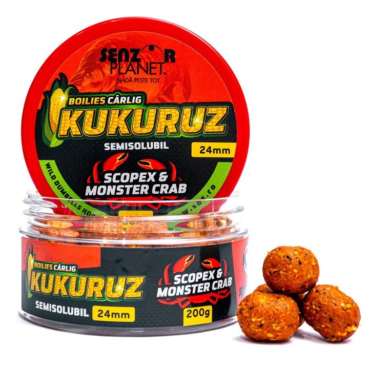 Boilies pentru carlig, Senzor Planet, Kukuruz Scopex & Monster Crab 24mm 200g