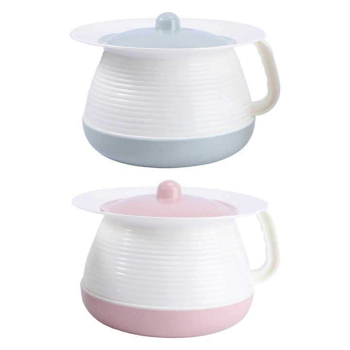 Set 2 olite pentru bebelusi, capac, manere, rosu-albastru, 21x21x14cm