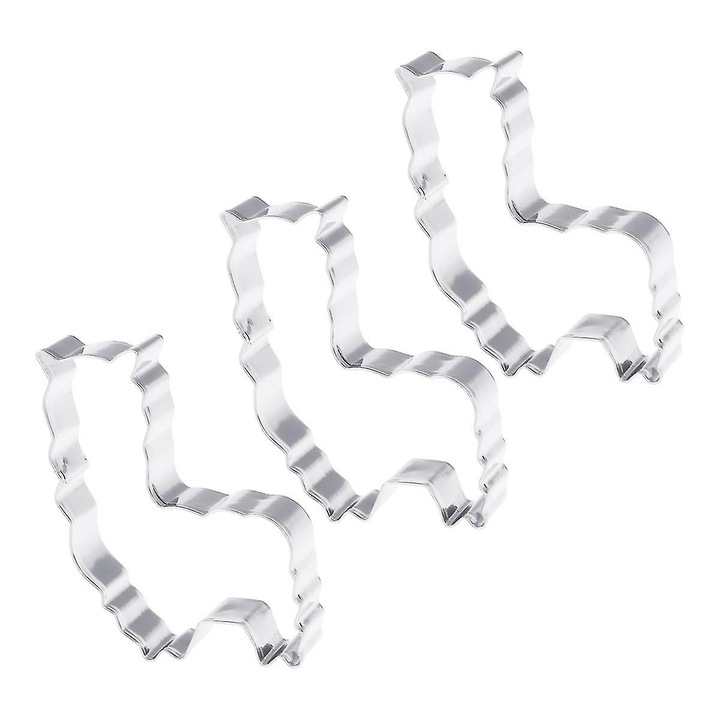 Set 3 forme metalice pentru prajituri alpaca, 7x5x1.5cm, argintiu