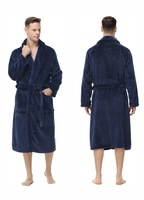 Halat barbatesc de baie, Halat din fleece, halat moale si pufos pentru barbati, halat de baie pufos cu curea si 2 buzunare, L INTL
