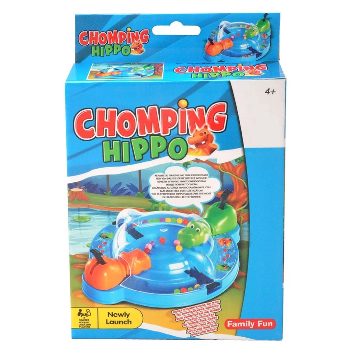 Настолна игра за пътуване – Chomping Hippo, Картон, 15x4x20 см, Многоцветен