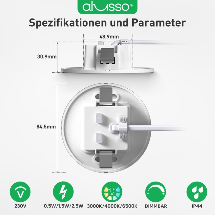 ALUSSO LED lépcsőlámpák, 6 db, 230V, dimmelhető, 3CCT, IP44, kerek