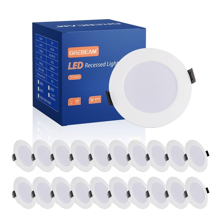Grebeam LED spotlámpák, 20 db, 5W, 450 lm, IP44, meleg fehér
